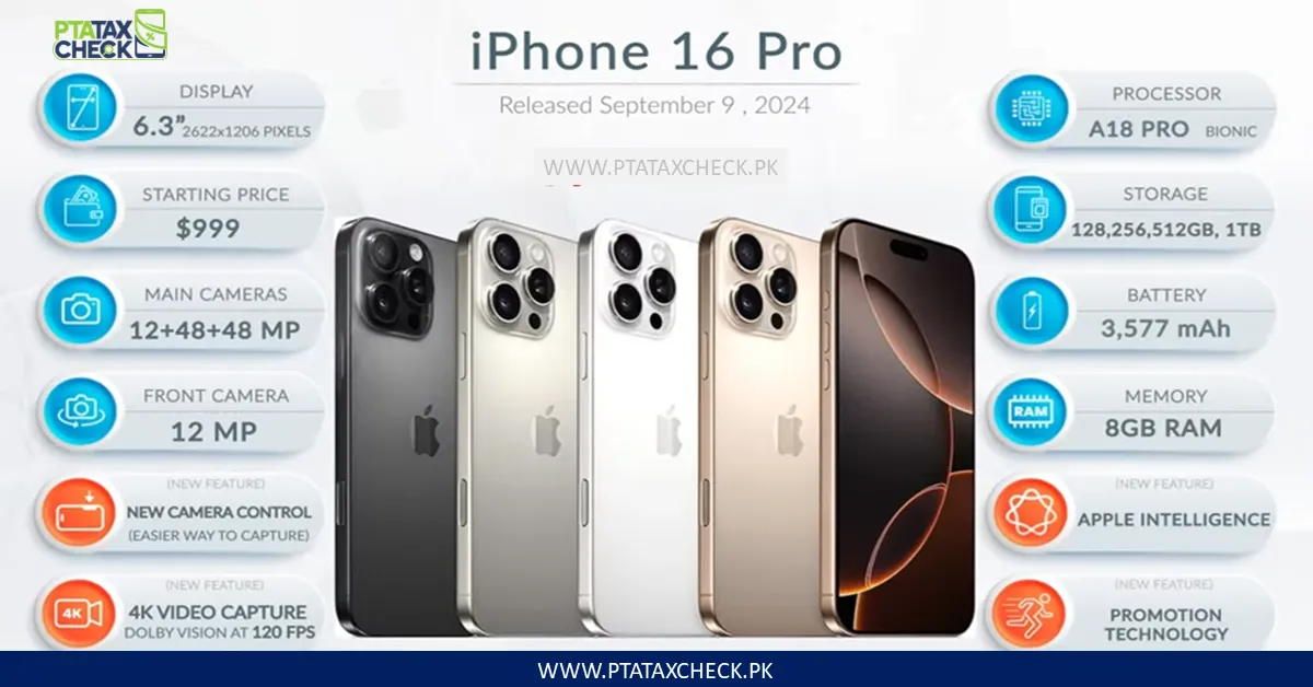iPhone 16 Series Variants – iPhone 16, Plus, Pro, and Pro Max Models in All Colors for PTA Tax Reference