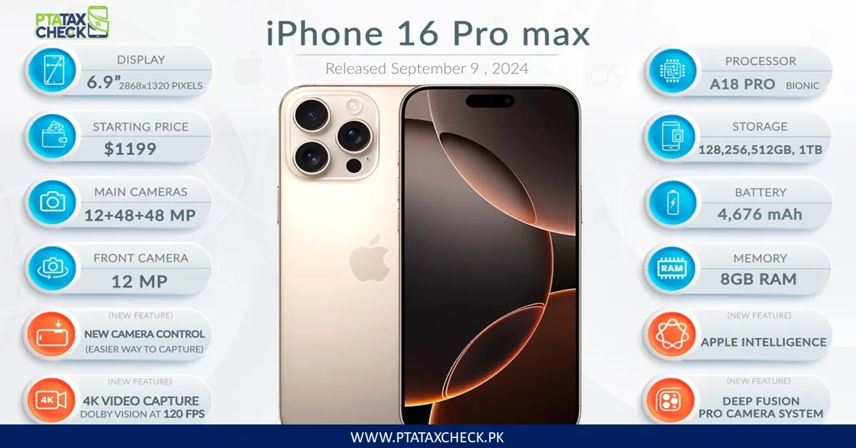 iPhone 16 Series Variants – iPhone 16 Plus Pro and Pro Max Models in All Colors for PTA Tax References